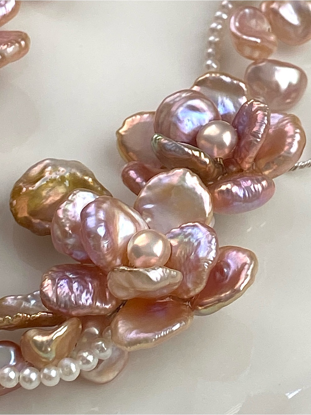 N314-Premium Sakura Pink Petal Pearl 5 Flowers With A Detachable Flower Pendant - Picture 9 of 15